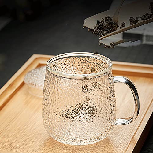 Set de 2 vasos de vidrio martillado con tapa 14 oz miniatura 5