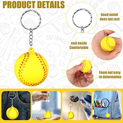 Hicarer 48 Pcs Softball Teams Gifts Softball Party Favors Supply Set Women Cosmetic Bag Keychain Hair Scrunchies Bracelets(Cute Style)3