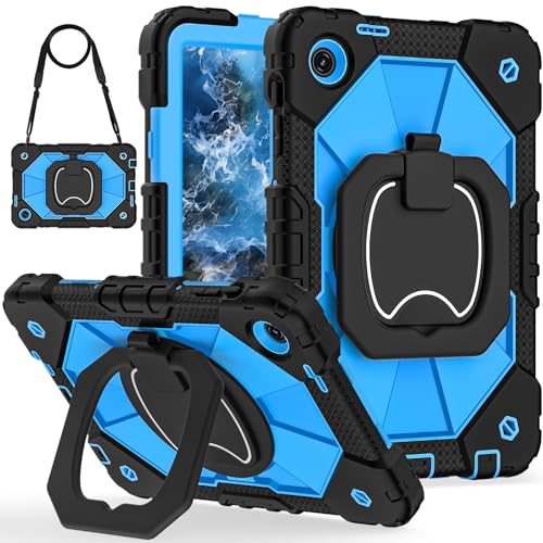 Funda para T-Mobile Revvl Tab 2 de 10.1" con soporte de asa y correa antichoque azul