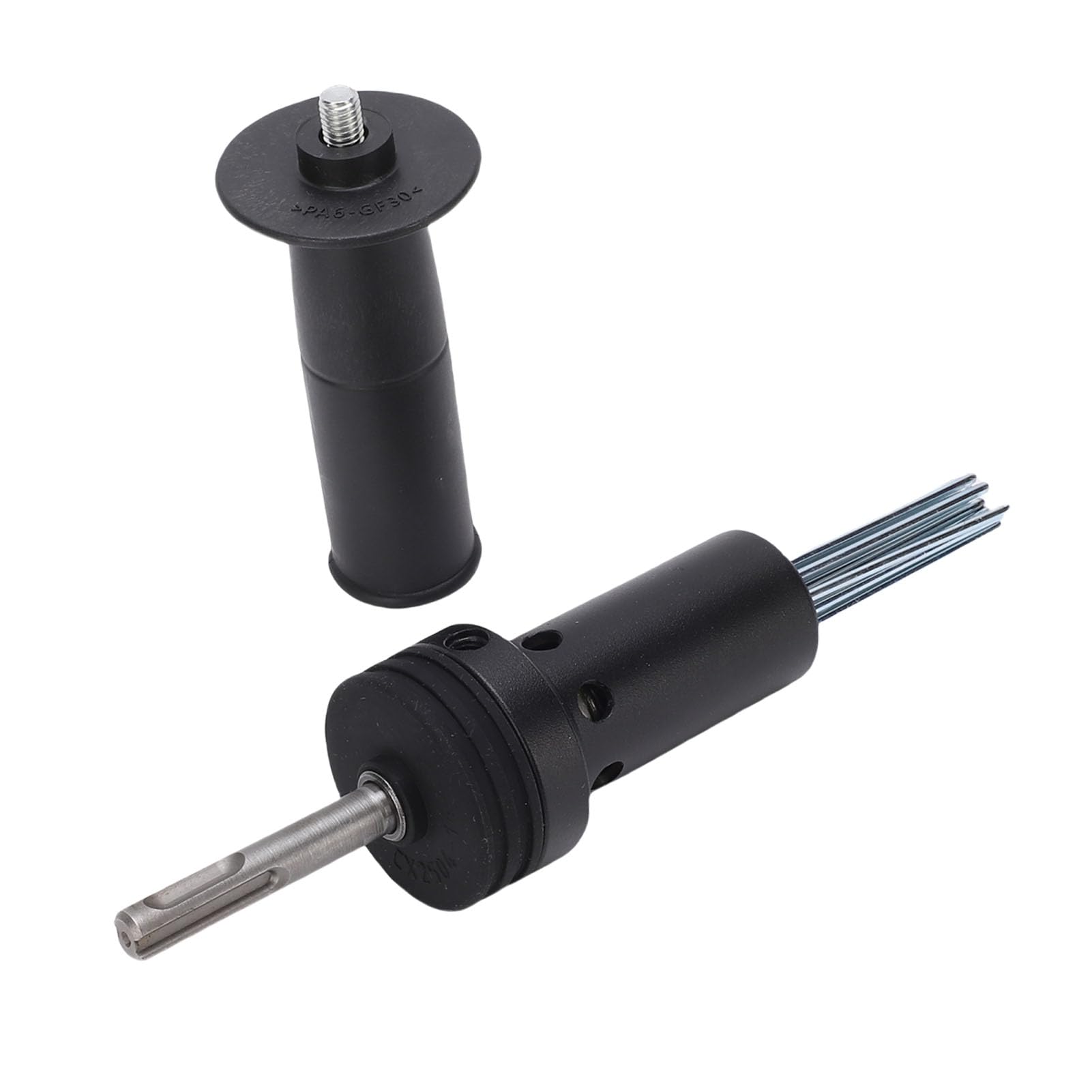 Adaptador de Herramienta Escalador de Aguja de Martillo Eléctrico Vástago Redondo 2 Hoyos Accesorio de 2 Ranuras para Eliminación de óxido Cincelado con Mango Ergonómico