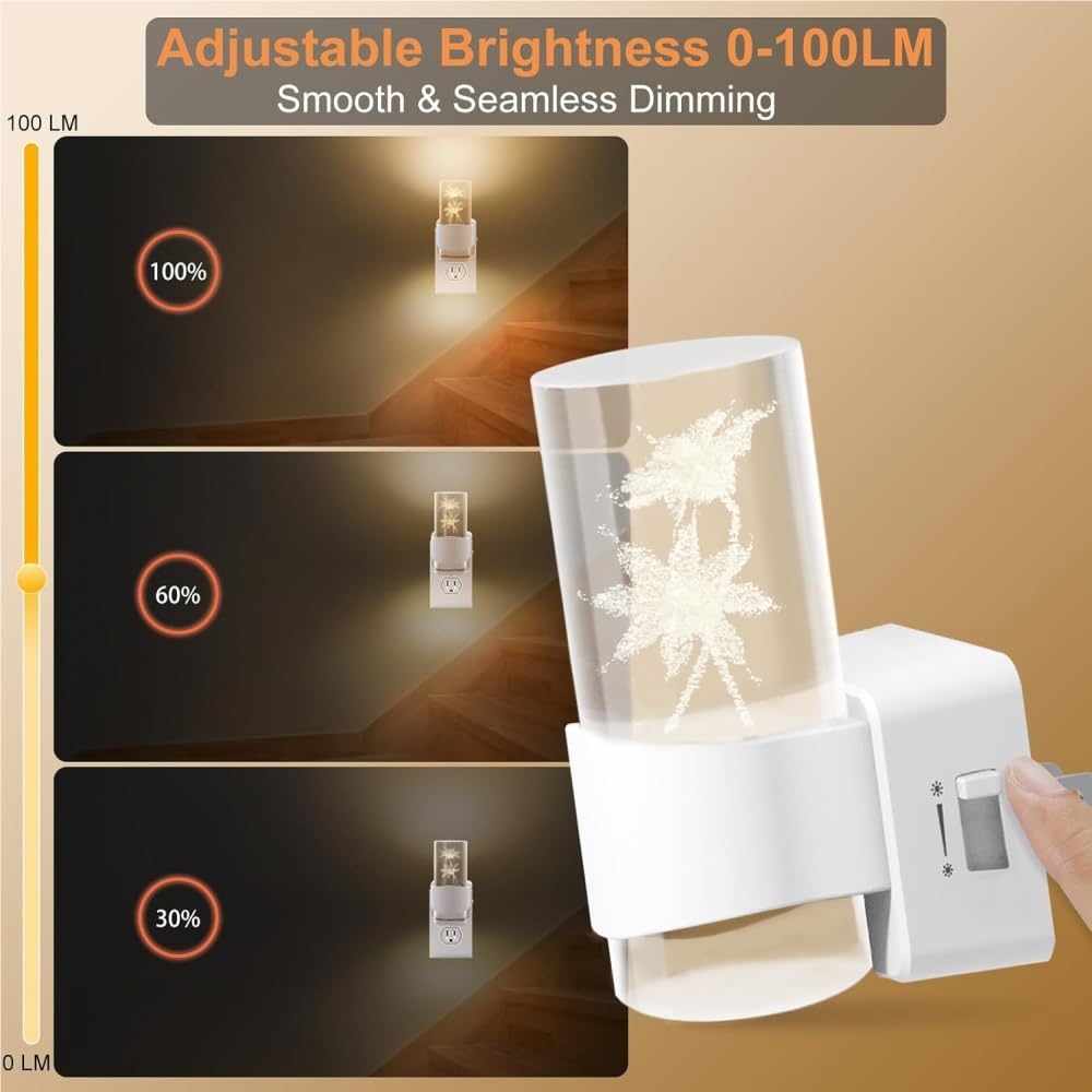Entrance nowa lampka nocna LED z rzeźbieniem 3D – lampa ścienna z czujnikiem ruchu do korytarza, sypialni, na schody (styl 1,2 szt.)