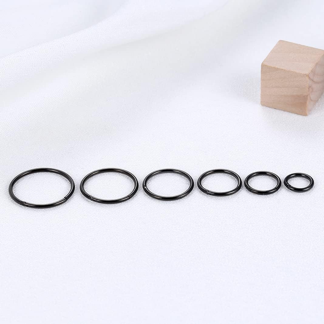 Lantine 16g 18g 20g Nose Rings Hoops Grade 23 Titanium Black Hinged Septum Rings Seamless Clicker Sleeper Cartilage Daith Tragus Helix Piercing Hoop Earrings - Image 7