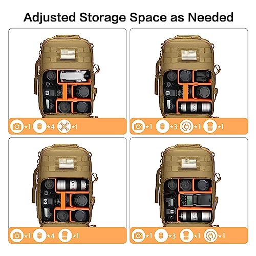 Mochila táctica para cámara DSLR/SLR/Mirrorless Khaki miniatura 3