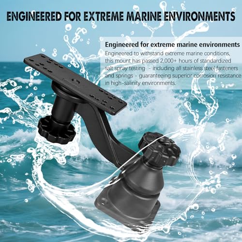 Image of Heavy Duty Fish Finder Mount with Swing Arm, All Aluminum Marine Electronic Mount for Boats, 360 Rotation Depth Finder Mount Compatible with Garmin Lowrance Humminbird, Holds 5 inch-12 inch Screens