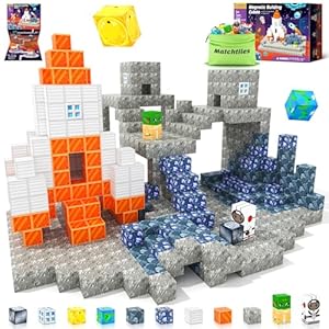 51ikzhikbel - Magnetic Blocks, Build Mine Magnet World Set, Magnetic Tiles Building Toys for Boys & Girls Age 3-5 5-7, STEM Montessori Sensory Toys for Toddlers Gifts for 3+ Years Old, Kids 3D Construction Toys