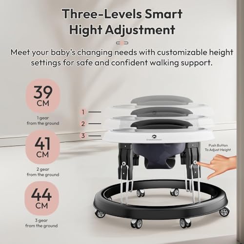 Image of StarAndDaisy Walker for Baby /Kids 6 to 24 Months /Baby Walker Boy & Girl with 360 Rotational Wheels & Padded Seat /Foldable Walker for Kids for 1 Year with Adjustable Height -Black