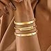 Camhanno Gold Bracelets for Women - Stackable Bangles with Love & Friendship Theme - Stainless Steel Jewelry Gift for Her