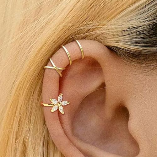 Image of Ear Cuffs Non Piercing Chunky Ear Cuff Earrings for Women Non Tarnish Clip on Cartilage Earrings Trendy Jewelry No Pierced Ears Fake Earring Set Fashion Accessories Jewelry Birthday Gifts