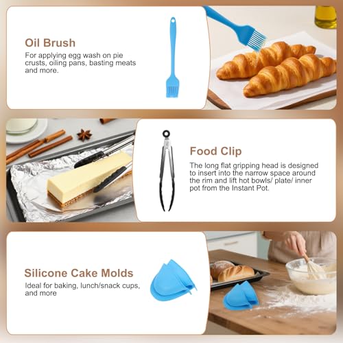Image of Air Fryer Accessories, 16pcs Set for Ninja DZ401 DZ201 Foodi Dualzone Air Fryers with 100pcs Air Fryer Liners, 2 Non-Stick Pans, Bread,Toasting,Skewer Racks, Food clip, 6 Cake Cups, 2 Mitts