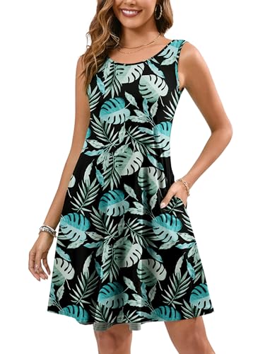 Image of KORSIS Summer Dress for Women Casual T Shirt Tank Dresses Sleeveless Swing Flowy Ladies Beach Vacation Sundress with Pocket