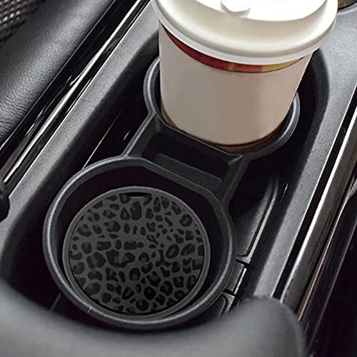Portavasos para auto con diseño de leopardo 2.8 pulg, negro 2 unidades miniatura 4