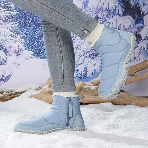 Image of Men's and Women's Barefoot Hiking Boots | Zero Drop Winter Snow Boots with Wide Toe Box | Slip-On Waterproof Ankle Booties | Minimalist Five-Finger Sneakers for Outdoor Hiking and Walking