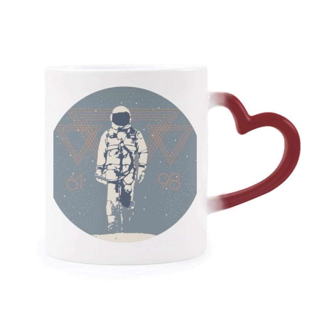 Taza sensible al calor de copa roja del corazón ideal para regalar a fans del espacio