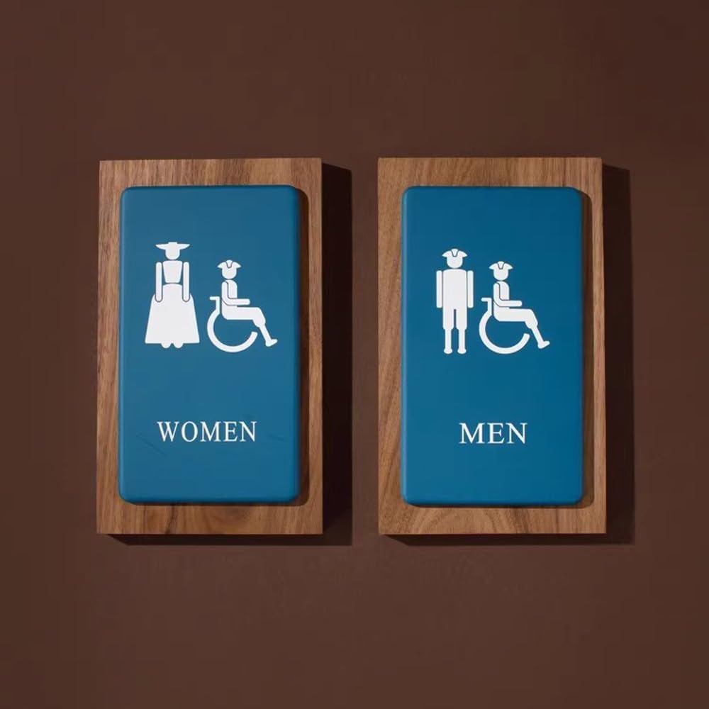 Letreros para baños, letreros para Puertas de baños, letreros para baños comerciales, letreros para baños de Hombres y Mujeres, letreros de Madera para lavabos (para Hombres).