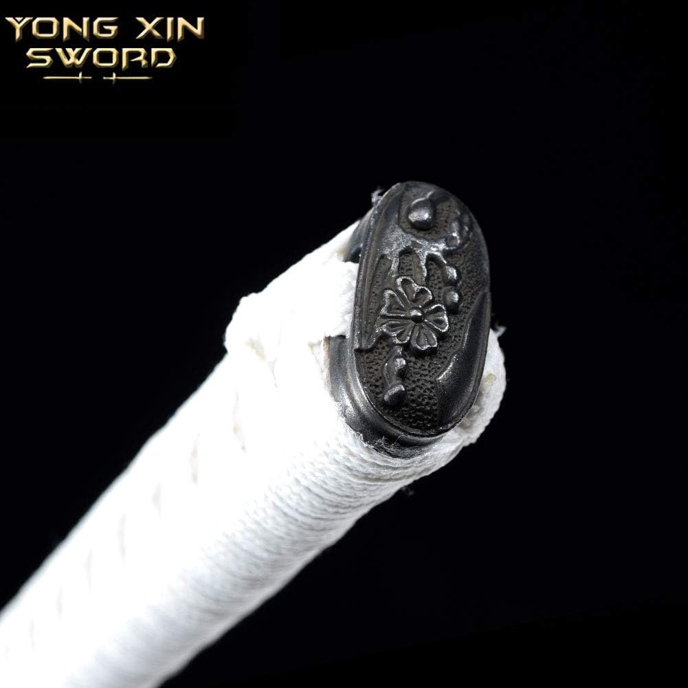 YONG XIN SWORD Samurai Katana Sword Japanese Full Tang Sharp 1060 Carbon Steel Damascus Handmade Clay Tempered (Shadow white-1060)
