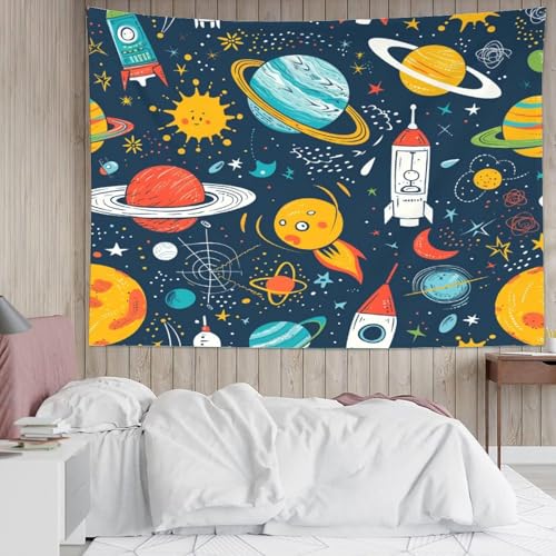 Tenture murale galaxie 3D en polyester doux lavable grand format