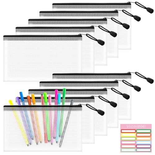 Image of 10pcs Mesh Zipper Pouch Bags Small, 8.1x4.8 Inches Zipper Pencil Bags, Black Pencil Pouch Bulk, Reusable Pencil Bags for Office Supplies and Travel Storage