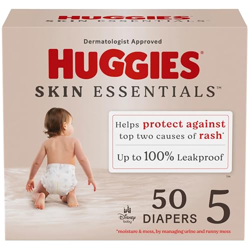 Image of Huggies Size 5 Diapers, Skin Essentials Baby Diapers, Size 5 (27+ lbs), 50 Count