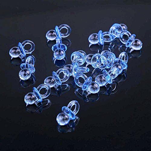 CHSYOO 100 x Mini Deco Pacifier Set, Confetti Table Decoration Confetti Streudeko Giveaway Gift for Christening Babyshower Baby Shower Wedding Birthday Kids Party, Blue