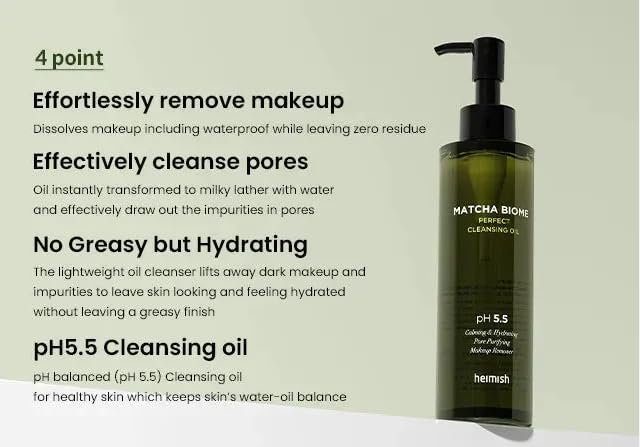 Heimish Matcha Biome Perfect Cleansing Oil | pH-Balanced (5.5) Hydrating Makeup Remover | Removes Waterproof Makeup & Impurities | Lightweight Non-Greasy Formula | All Skin Types, 150ml 3