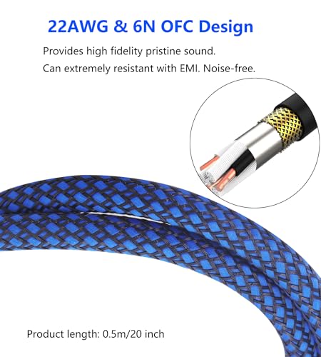 LANMINGLEL XLR Female to 1/4" TS Cable 6.35mm TS to XLR Female Unbalanced Cable Nylon Braided Microphone Cable Compatible with Microphone - Image 3