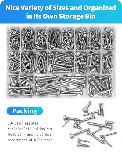 Divanc DIV550 550Pcs 304 Stainless Steel Wood Screws Assortment Kit thumb #4