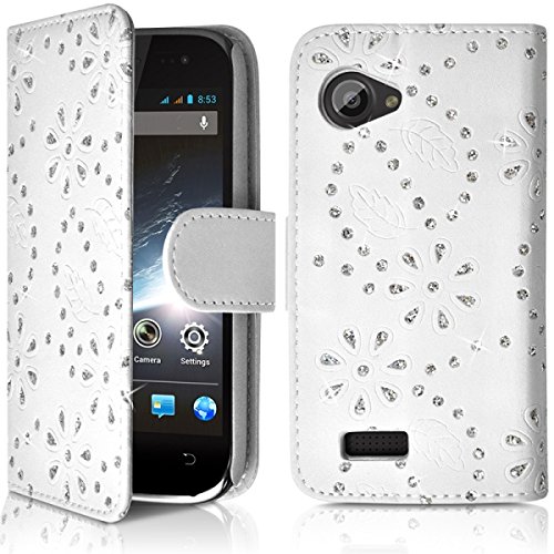 KARYLAX Seluxion - Housse Coque Etui Portefeuille Fonction Support Style Diamant Couleur Blanc pour Wiko Cink Slim/Slim 2