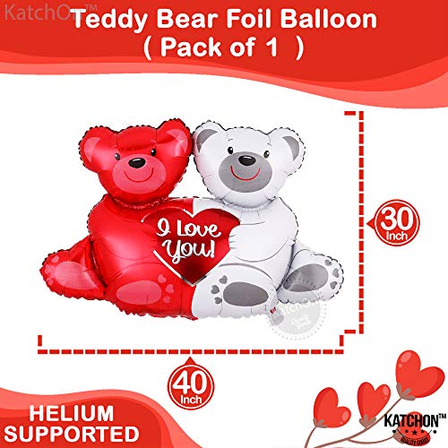 Giant, Teddy Bear Balloons Set - 40 Inch, Pack Of 14 | Pack Of 1000 Red Rose Petals For Valentines Day Decor | Red Heart Shaped Balloons, I Love You Balloons For Romantic Decorations Special Night #TOP3