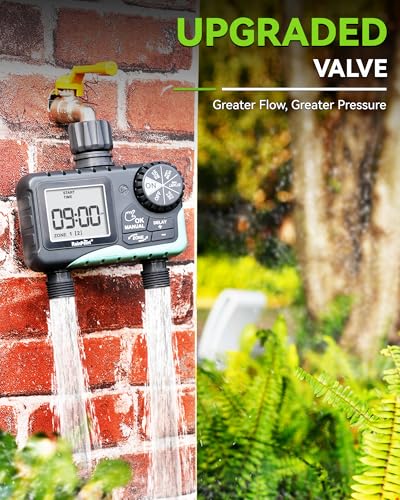 Image of RainPoint ITV205 Automatic Garden Drip Irrigation Water Timer | 2-Zone | Universal Tap Adapter | LCD