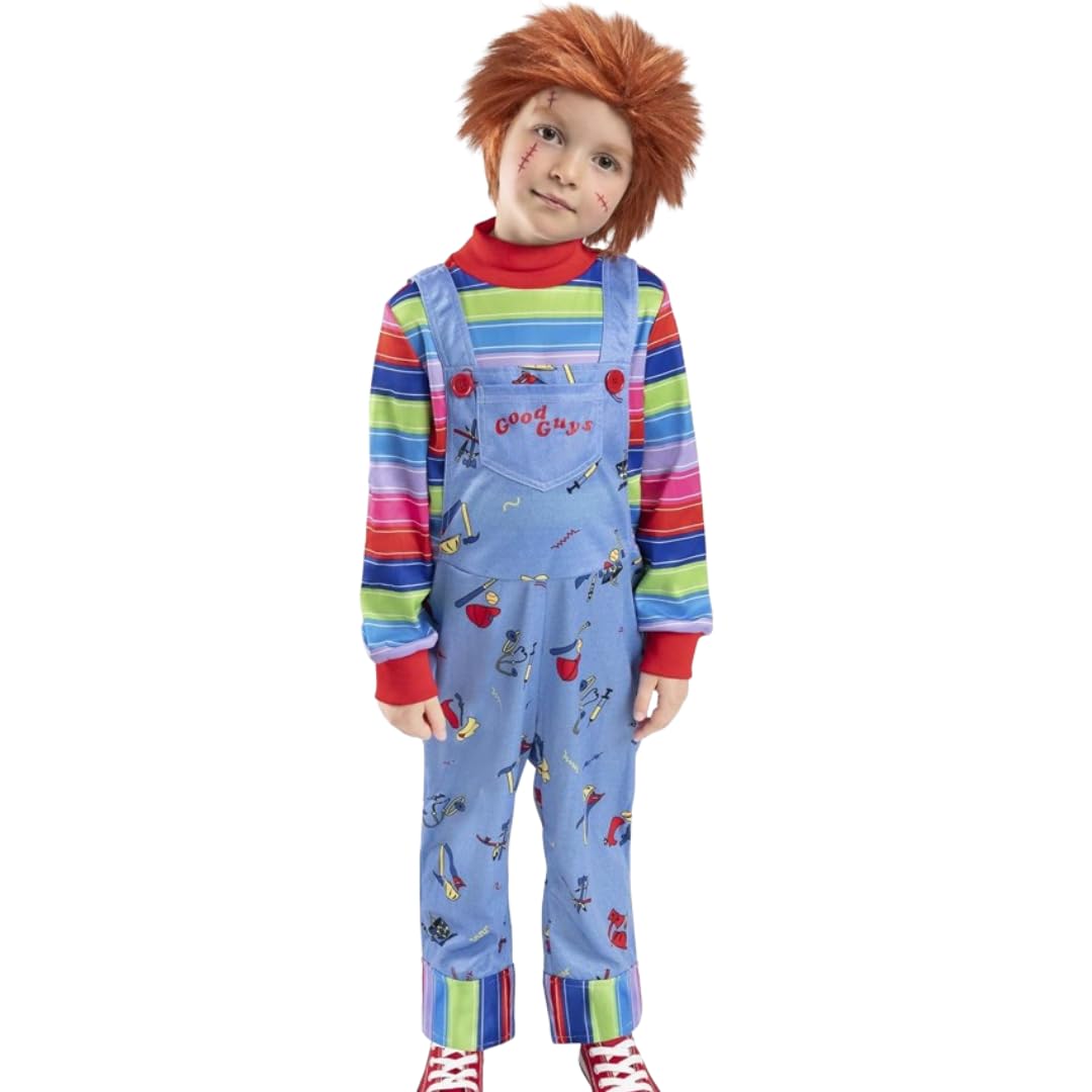 WP WANNA PARTY Wanna Party WP WP Cotton Chucky Costume For Kids,Boys Girls Good Guys Jumpsuit Child'S Play Overalls Outfits Halloween Cosplay Horror Costume-M, Multicolor