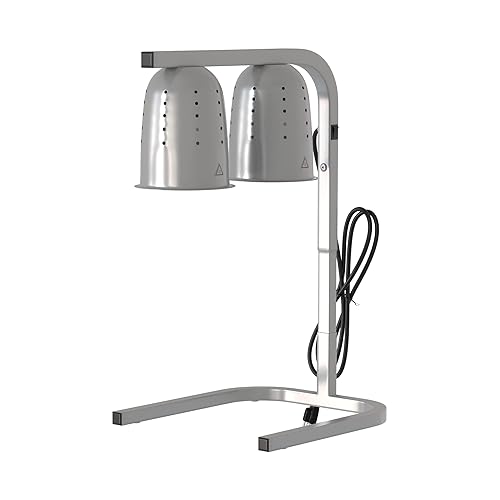 Lámpara de calor de acero inoxidable con 2 bombillas - 120 V, 500 W, W62SS, calentador de buffet de alimentos comerciales, restaurante, servicio de