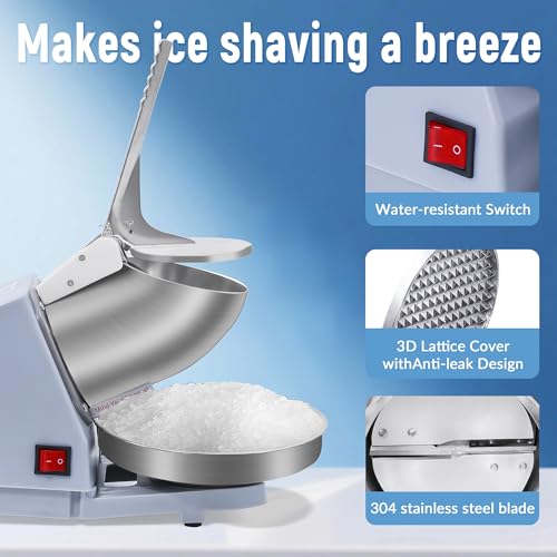 Image of Shaved Ice Machine, Electric Ice Shaver Machine with Stainless Steel Blades, Powerful Snow Cone Machine for Home Kitchen, High Speed Shave Ice Machines for Slushies, Margaritas, Smoothies