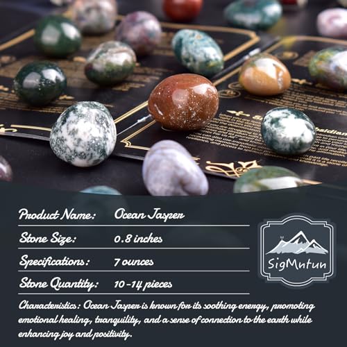 Image of Polished Stone Set Ocean Jasper Crystals, 0.8 inch Handpicked Tumbled Gemstones Rocks, Pebbles for Reiki, Chakra, Healing, Home Decor