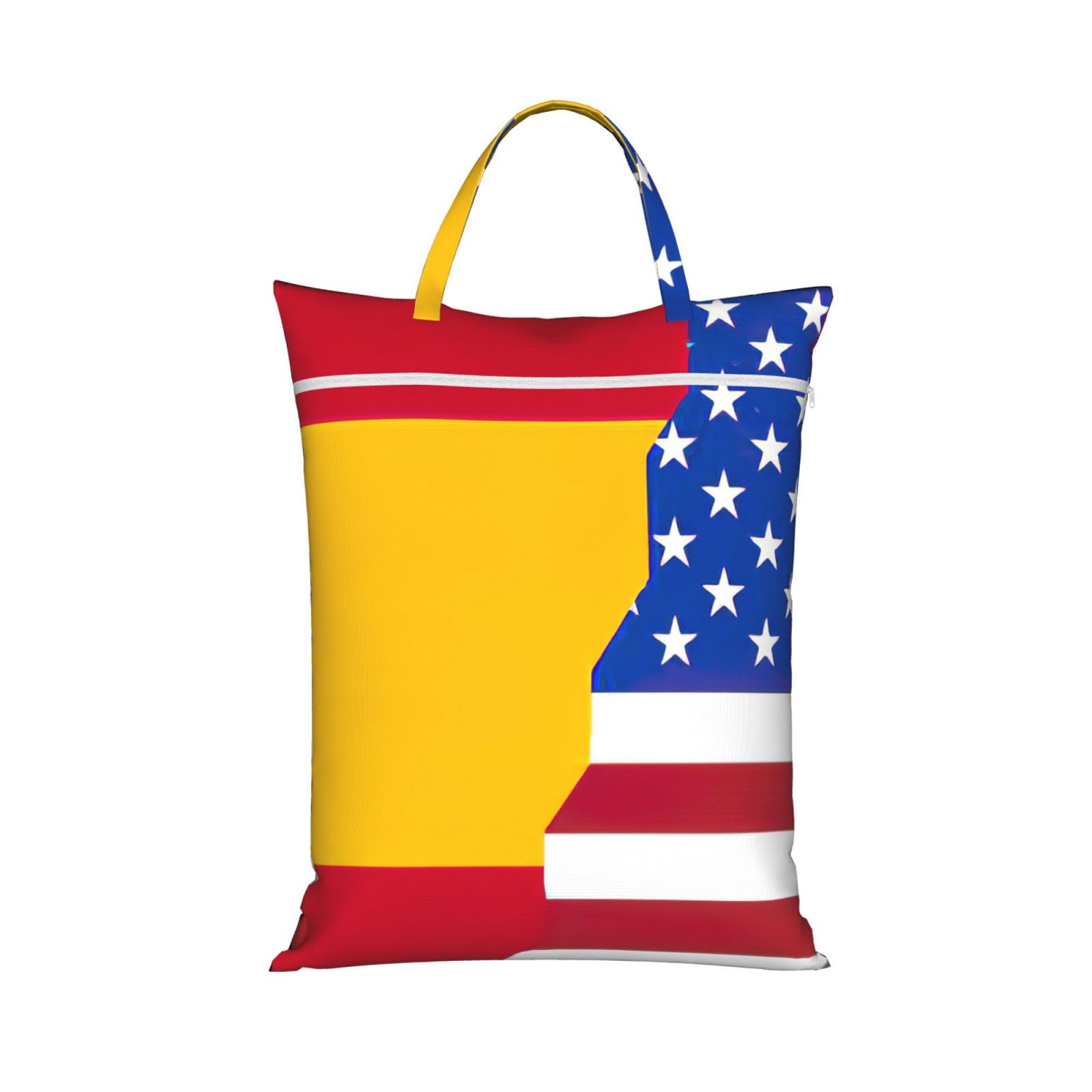 Pphgut 1 Pc American Spain Flag Print Travel Laundry Bag Portable Dirt Clothes Bags Daily Hiking Camping Vacation