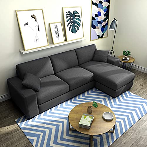 Image of CASASTYLE Adonoy 4 Seater RHS L Shape Fabric Sofa Set (Grey)