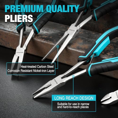 Duratech 4Pcs Long Reach Pliers Set With Pouch thumb #3