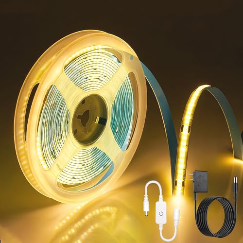 Image of ZSLAIFU COB LED Strip Light 24V, 16.4ft Touch Dimmable LED Light Strip, High Density Flexible Warm Tape Lights, CRI90+ LED Lighting for Backlighting for TV, Bedroom, Cabinet, Indoor Decor