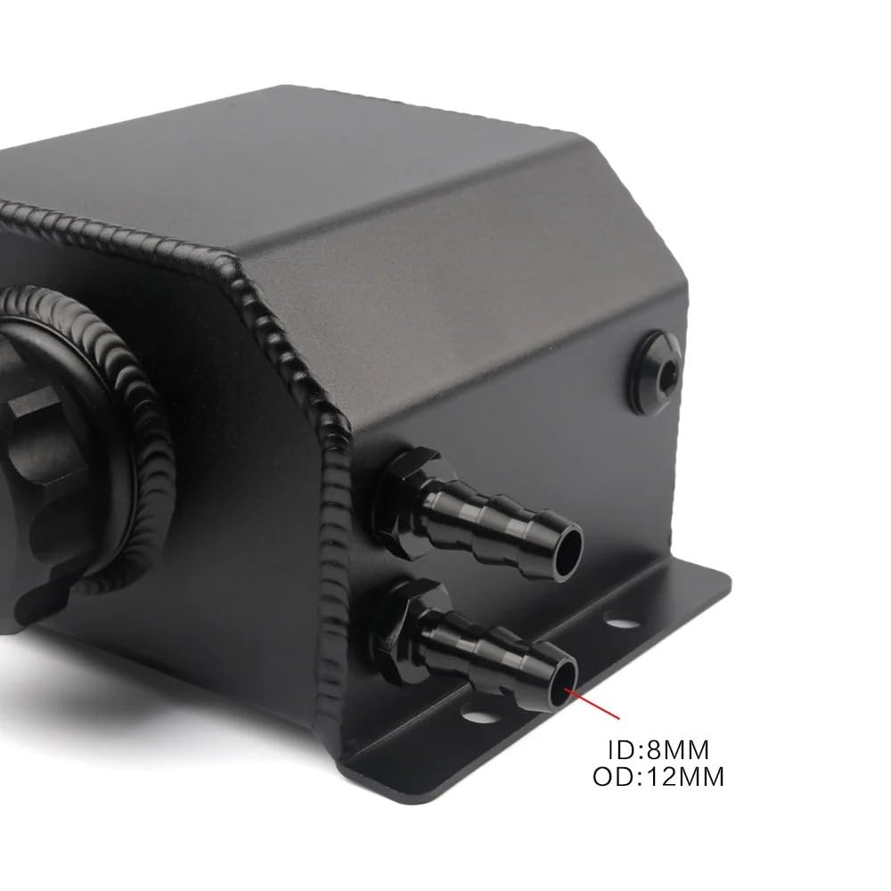 1L aluminiowy pojemnik na olej Zbiornik zbiornikowy z korkiem spustowym Odpowietrznik Zbiornik oleju Zbiornik paliwa Uniwersalny styl Zbiornik Wspomagania Do Samochodu(Black)