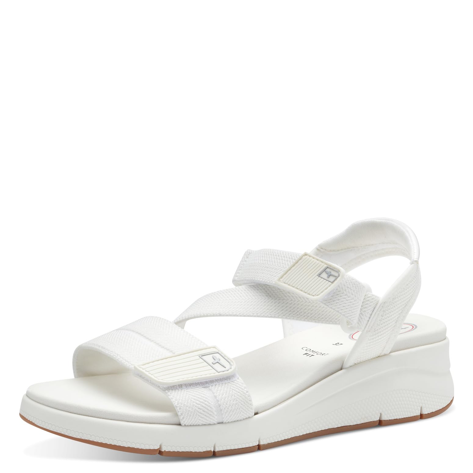 Tamaris Comfort Women’s Flat Sandals with Velcro Vegan, White, 7,5 UK