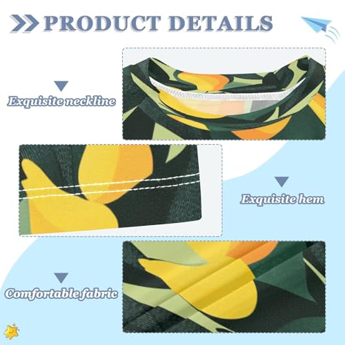 Boys Short Sleeve T-Shirts Yellow Pear Fruit Rashguard Kids Swim Shirts Sun UPF 50+3