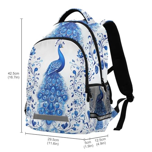 UMIRIKOKids Blue Peacock Backpack for Boys Girls,School Elementary Bookbags with Chest Clip 202c08553