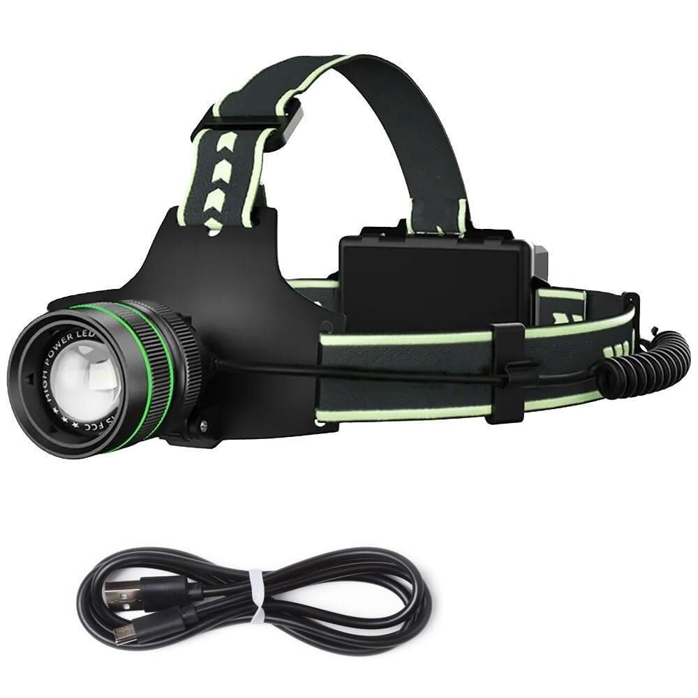 QFGVMXBWKZH Headlamp Long Range Rechargeable Headlight Head Torch Flashlight USB Charging Light Camping Fishing