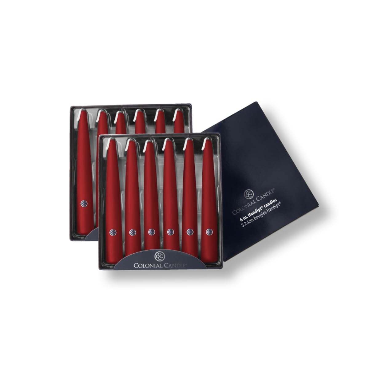 Colonial Candle Unscented Taper Candle, Handipt Collection, Traditional Cranberry, 6 In, Pack of 12 - Up to 4 Hours Burn