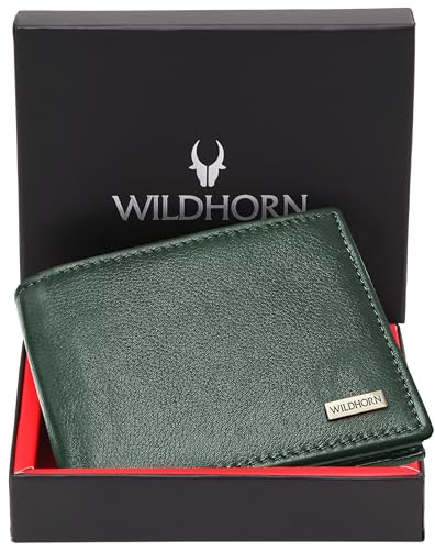 Image of WildHorn Rfid Protected Leather Wallet For Men, Green