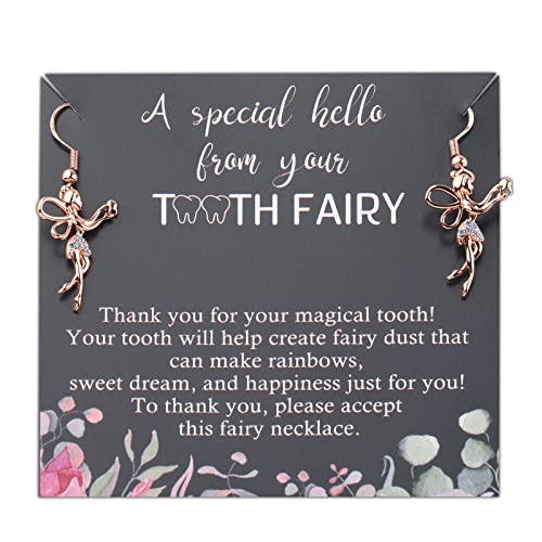 PLITI Tooth Fairy Earrings Fairy Wings Birthstone Jewelry For Daughter Niece birthday Gift Dental Assistant Gift