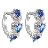 TTPSRY Pendientes Mujer Pendientes Vintage en Forma Corazón Gota con Circonitas Hipoalergénico Adecuado para uso Diario de Fiesta(Azul)