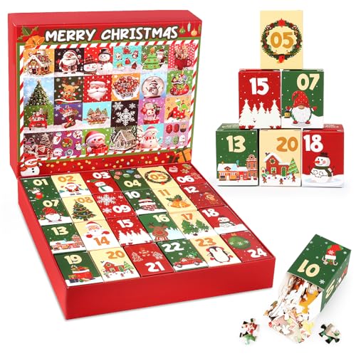 Lemicin Advent Calendars Puzzle Jigsaw - 1008pcs Christmas Advent Calendar 2025 Jigsaw Puzzles Xmas 24 Days Advent Countdown Gift for Adults