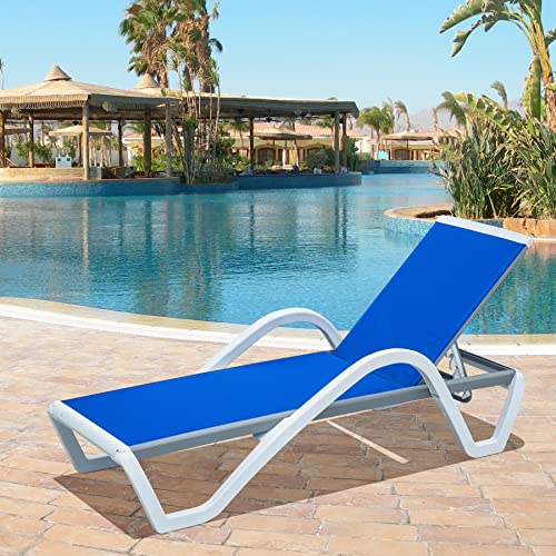 Domi Outdoor Living Adjustable Chaise Lounge Aluminum Outdoor Patio Lounge Chair With Armrest All Weather Five-Position Recliner Chair For Patio,Pool,Beach,Yard thumb #5