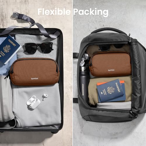 Image of tomtoc Electronic Organizer Travel Case Performance, Water Resistant Dual Compartment Cable Organization Storage Bag for Charger, Cord, Phone, Hard Drive, Power Bank, Accessories Travel Essentials