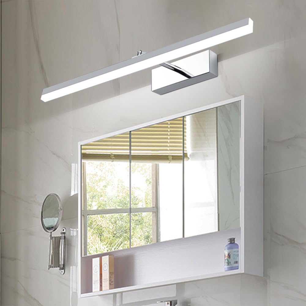 Genérico Lámparas de baño sobre Espejo, lámparas LED para baño, Apliques de Pared sobre Espejo con Brazo retráctil, Acabado Plateado, Apliques de Pared Minimalistas para Interiores.
